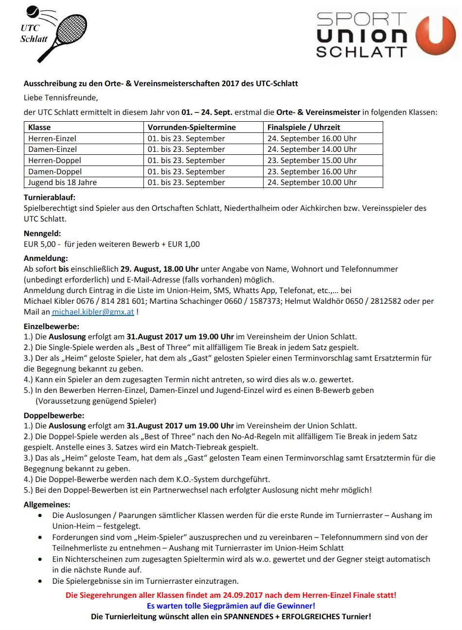 Vereins- und Ortsmeisterschaften 2017